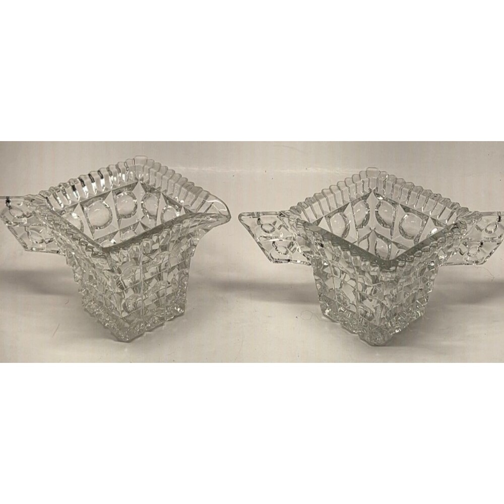 Vintage Clear Czech Inwald Glass Perforal Sugar Creamer Set 2162 2163 c1950s